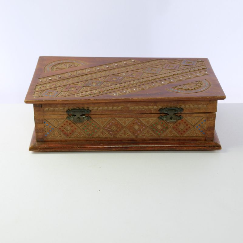 Vintage Hand Carved Wooden Box