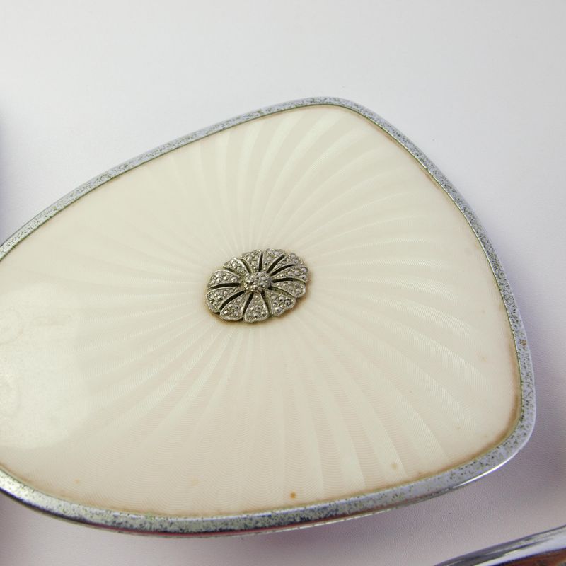 Vintage Vanity Set - Mirror, Hair Brush &amp; Clothes Brush - Chome