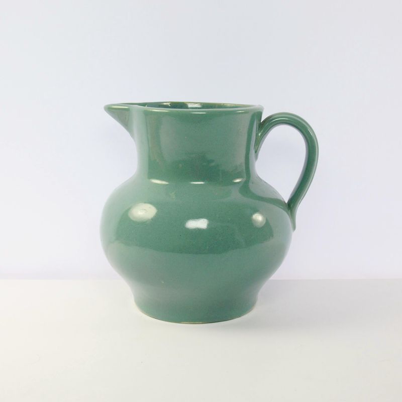 Vintage Scottish Buchan Pottery Green Stoneware Jug 