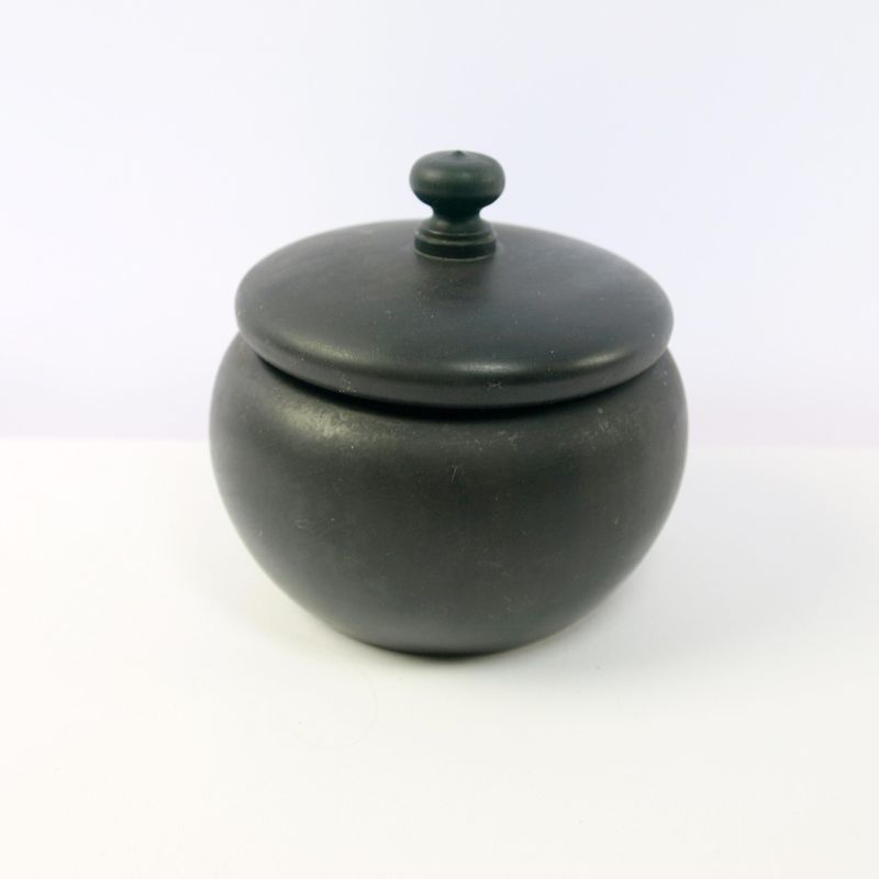 Vintage Turned Ebony Wood Lidded Pot