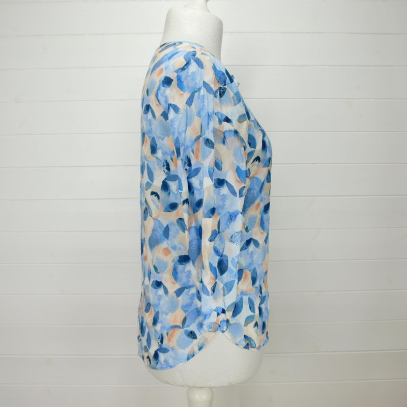 Rabe Ladies Blue Floaty Viscose 3/4 Sleeve Summer Blouse 10