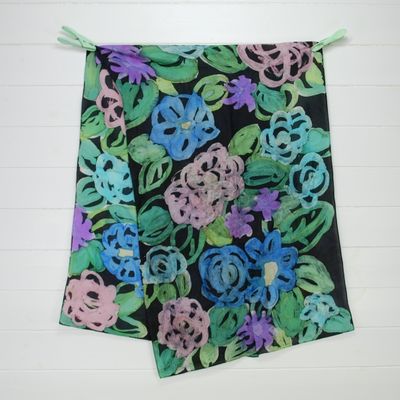 Vintage Hand Rolled Silk Rectangle Scarf 