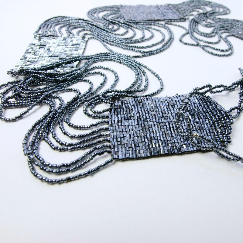Metallic Blue Beaded Hip Belt Sparkly Bohemian Party