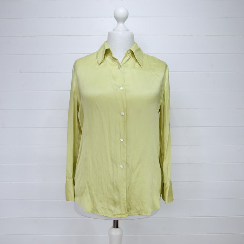 Green Silk Shirt Mother of Pearl Buttons