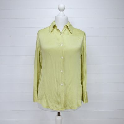 Green Silk Shirt Mother of Pearl Buttons