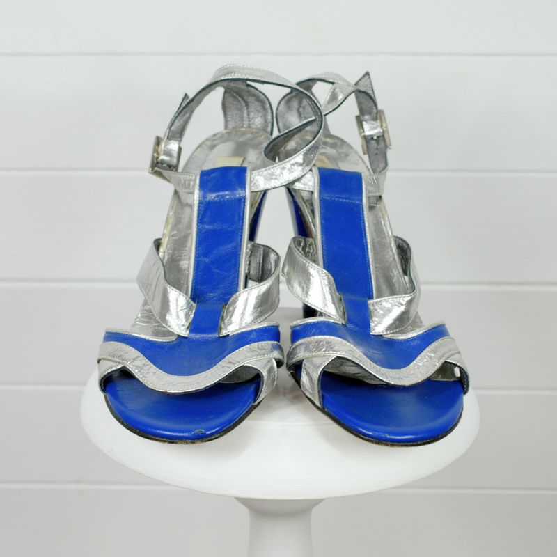 Jenni Arundel High Heel Blue &amp; Silver Sandals 