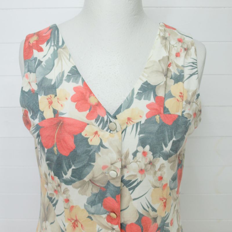 Ladies Vintage 80s Summer Hamells Floral Cotton Dress 16-18