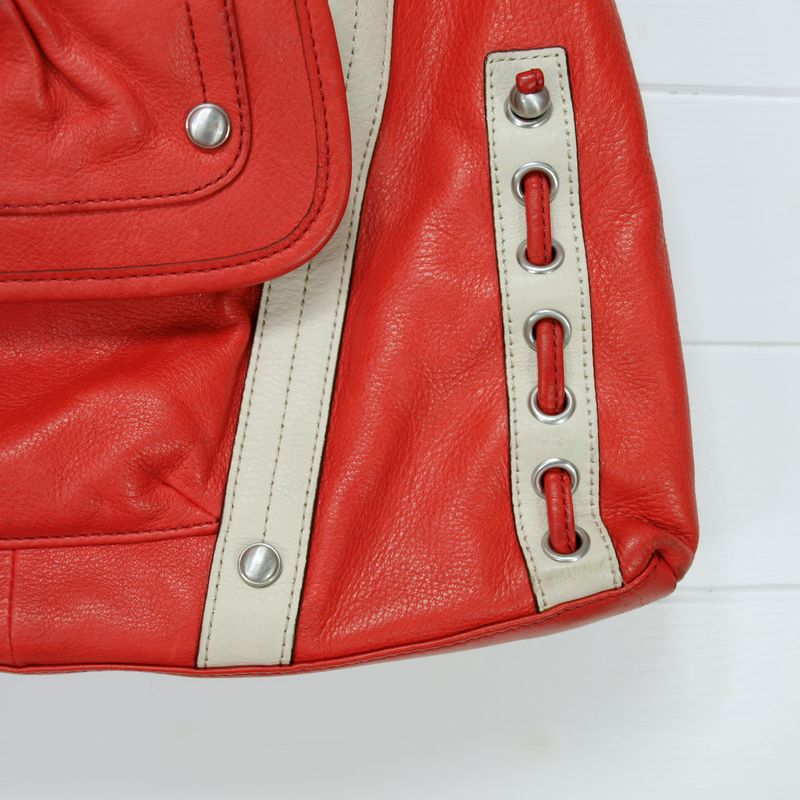 Vintage Y2K Red Leather B.Makowsky Shoulder Bag