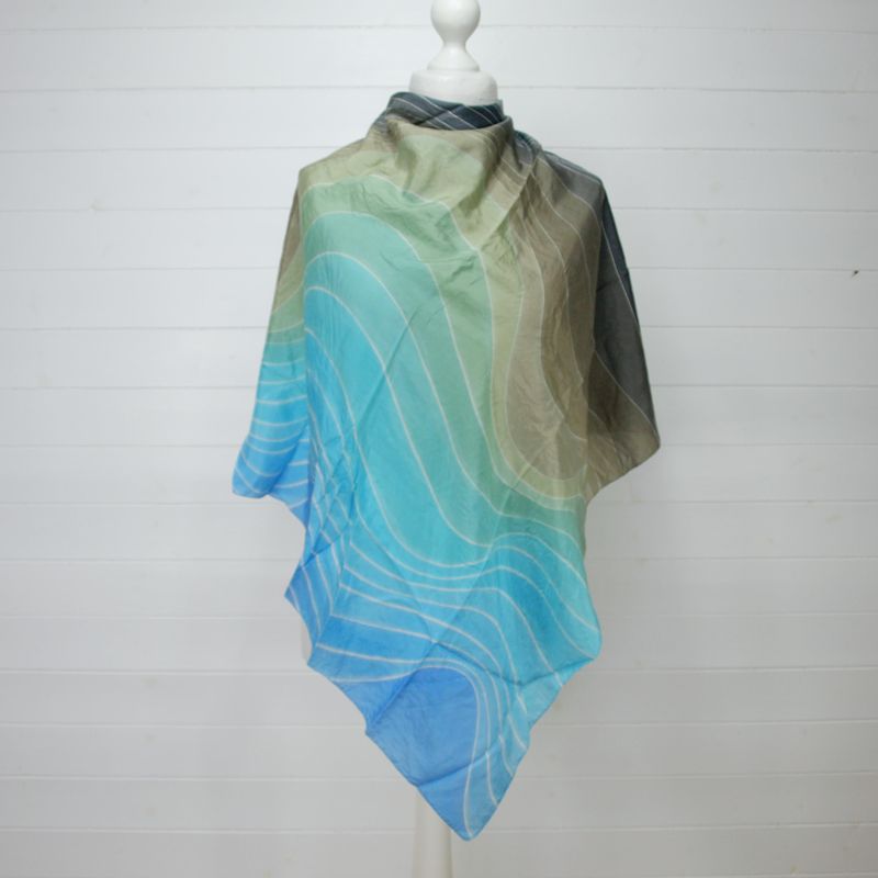 Vintage Silk Abstract Square Scarf