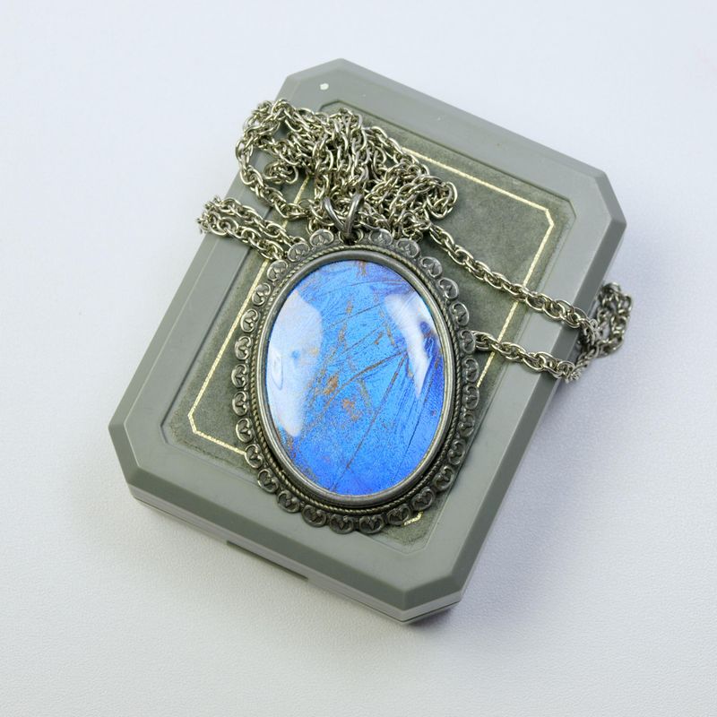 Vintage Morphy Butterfly Wing Pendant Necklace