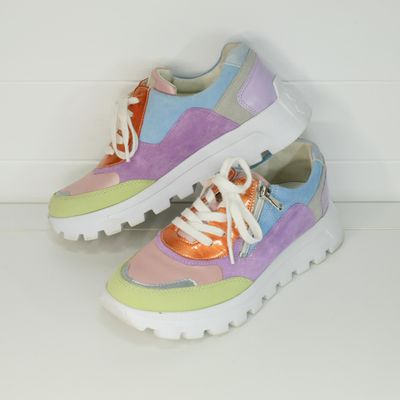 Waldlaufer Multicoloured Patchwork Leather & Suede Trainers
