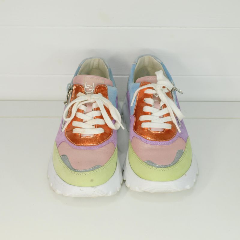 Waldlaufer Multicoloured Patchwork Leather &amp; Suede Trainers 