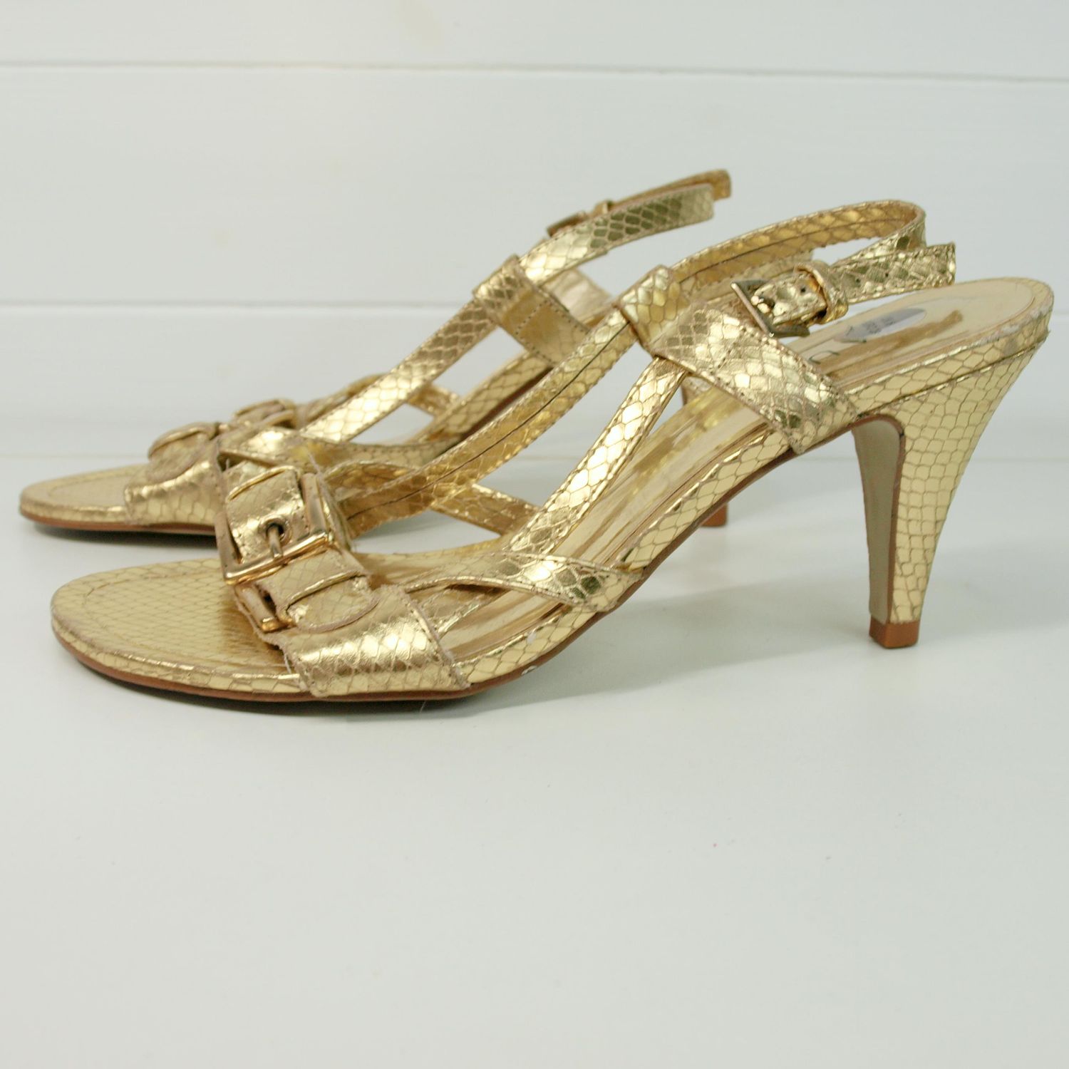 Via Uno Gold High Heel Sandals 6