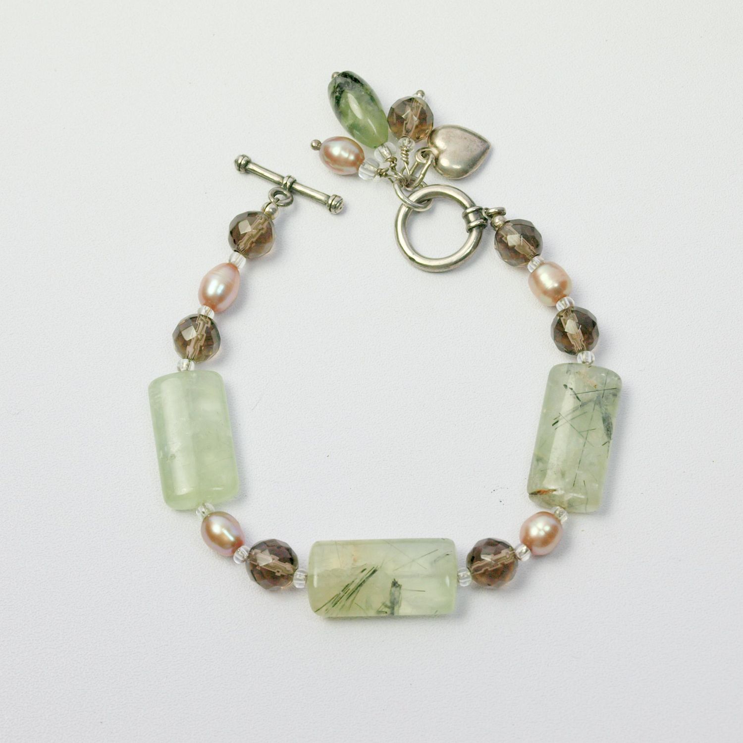 Silver Italian Gemstone &amp; Pearl Bracelet