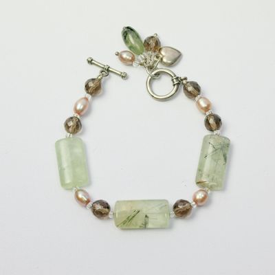 Silver Italian Gemstone &amp; Pearl Bracelet