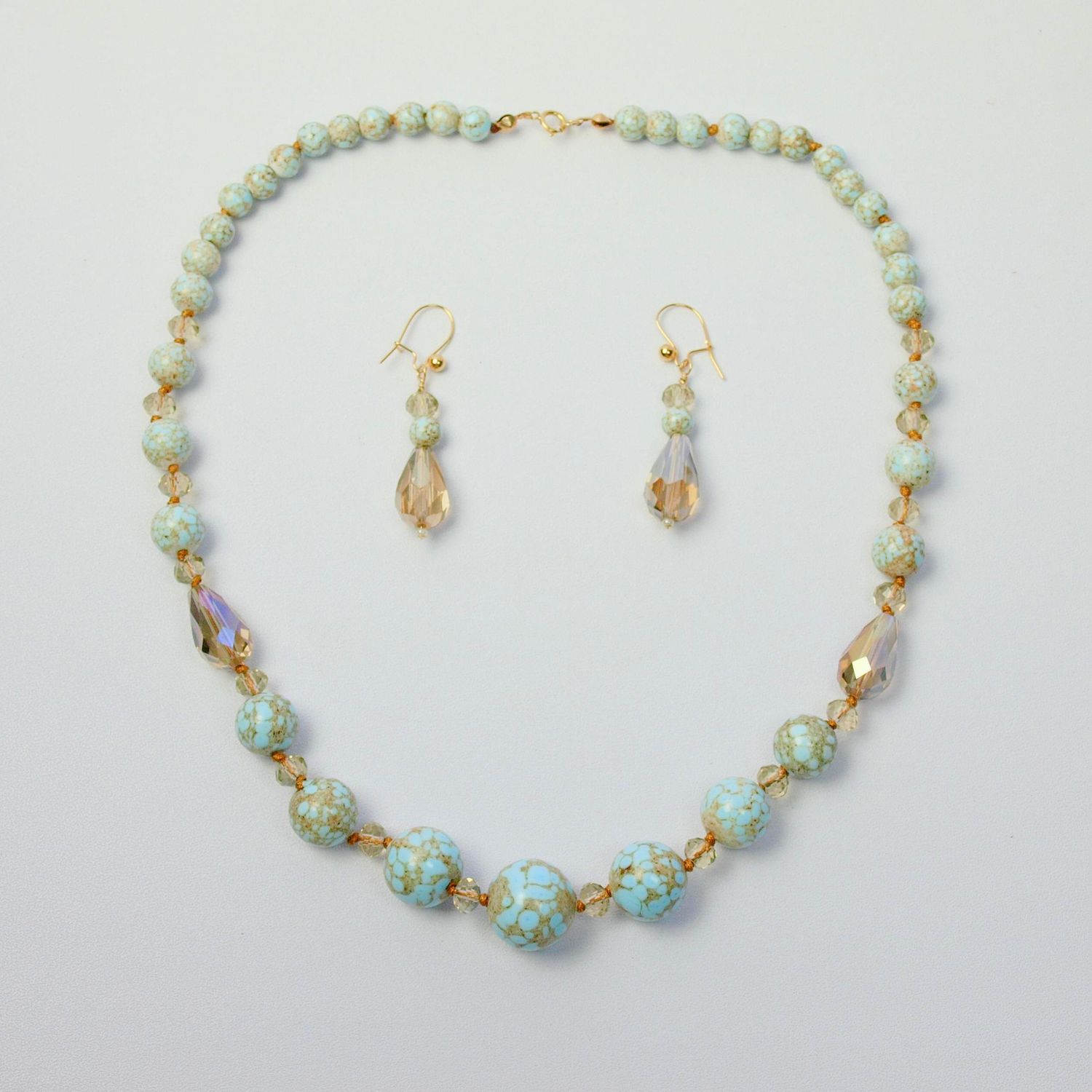 Antique Slag Glass Demi Parure