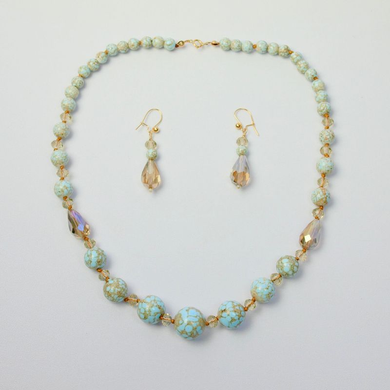 Antique Slag Glass Demi Parure