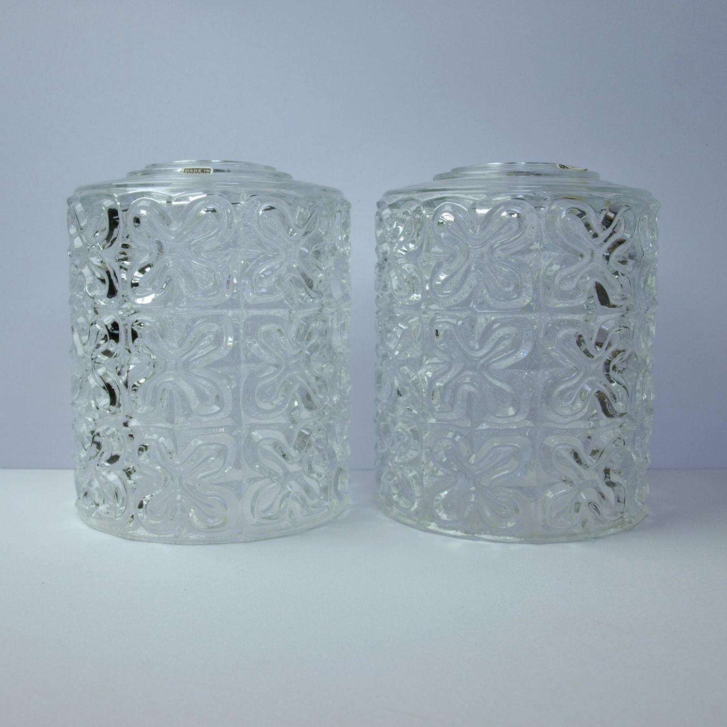 Vintage Austrian Pressed Glass Cylinder Light Shades