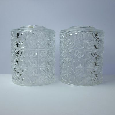 Vintage Austrian Pressed Glass Cylinder Light Shades