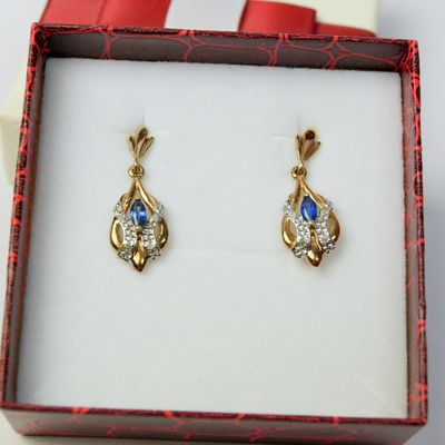 Vintage 9ct Gold Saphire &amp; Diamond Earrings