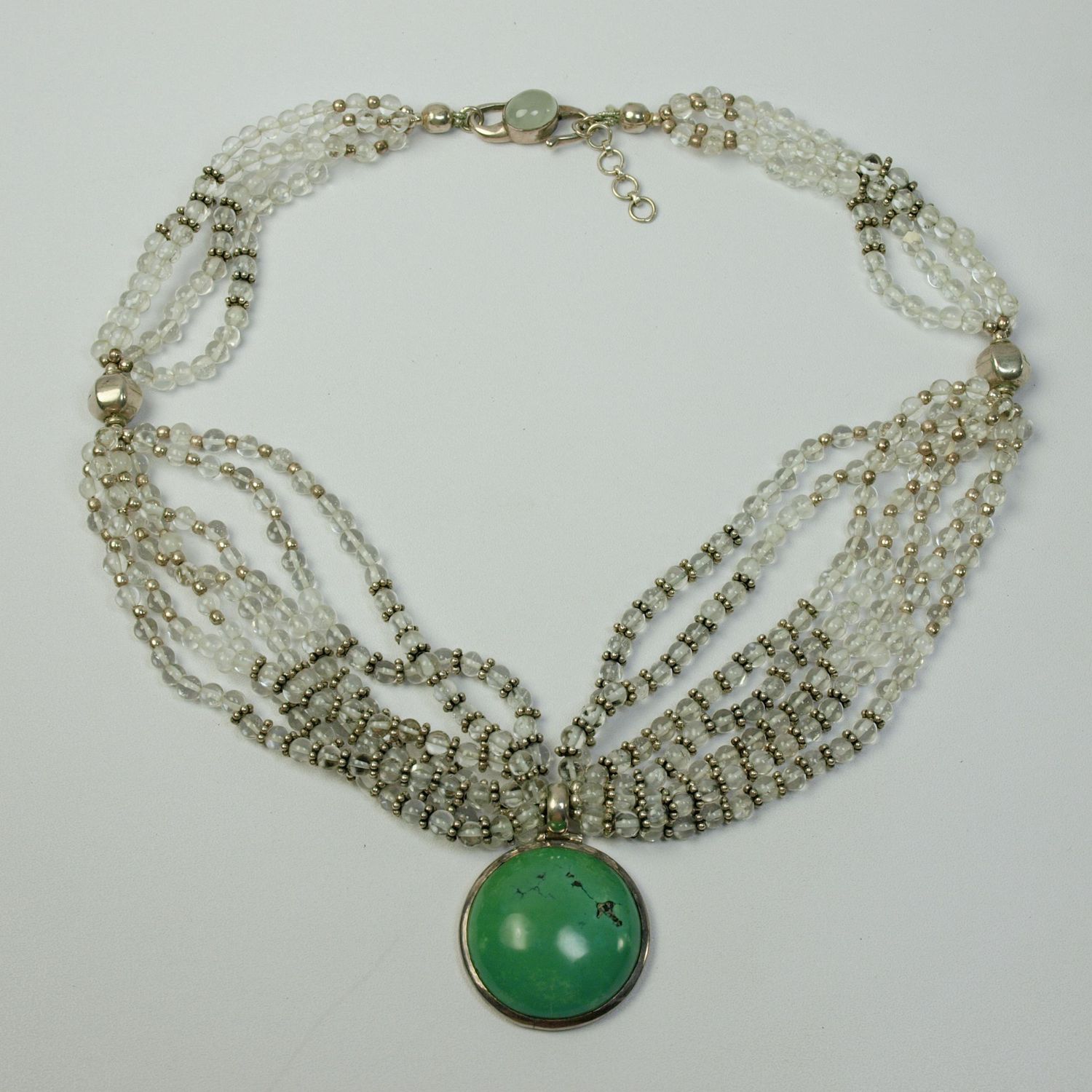 Silver, Rock Crystal &amp; Turquoise Necklace