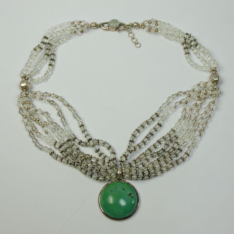 Silver, Rock Crystal &amp; Turquoise Necklace