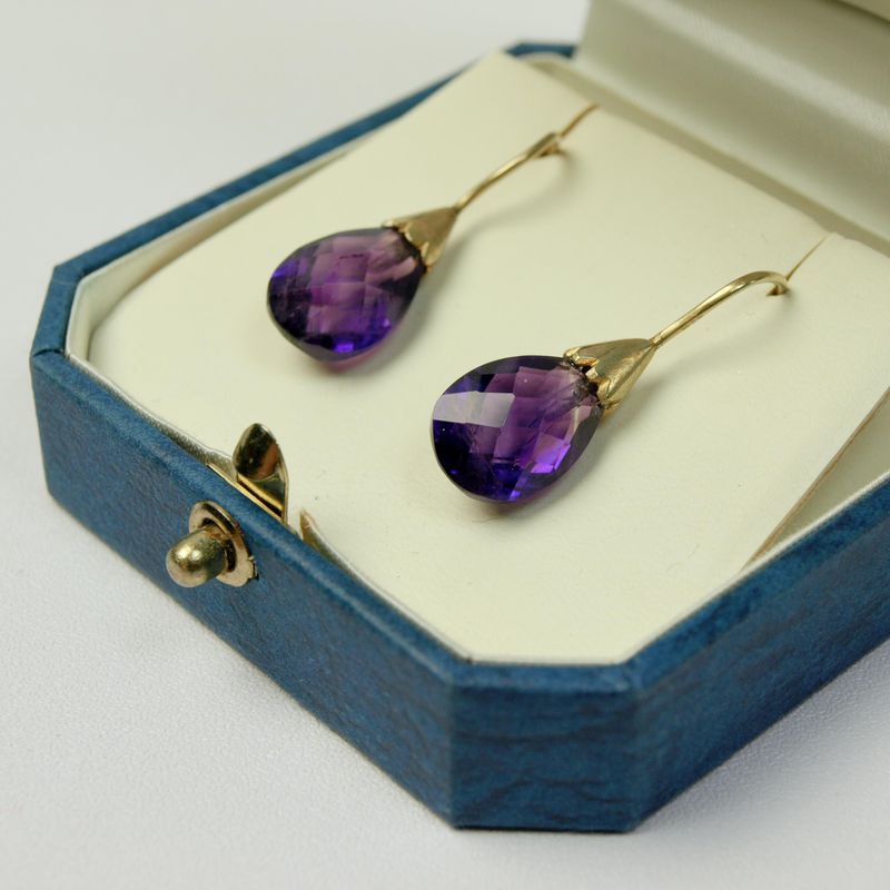 Amethyst &amp; Silver Teardrop Earrings
