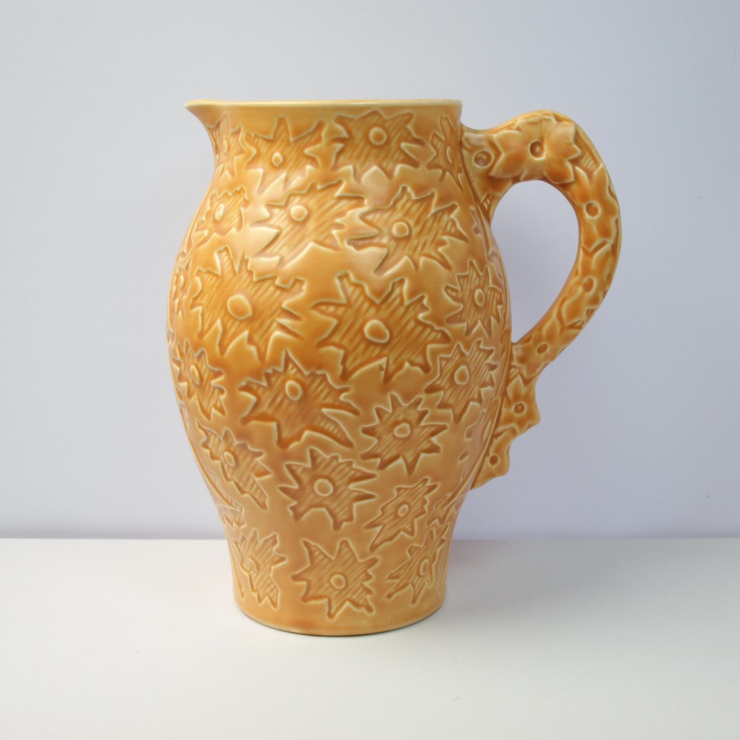Vintage Orange Pottery Jug by Burlington Ware
