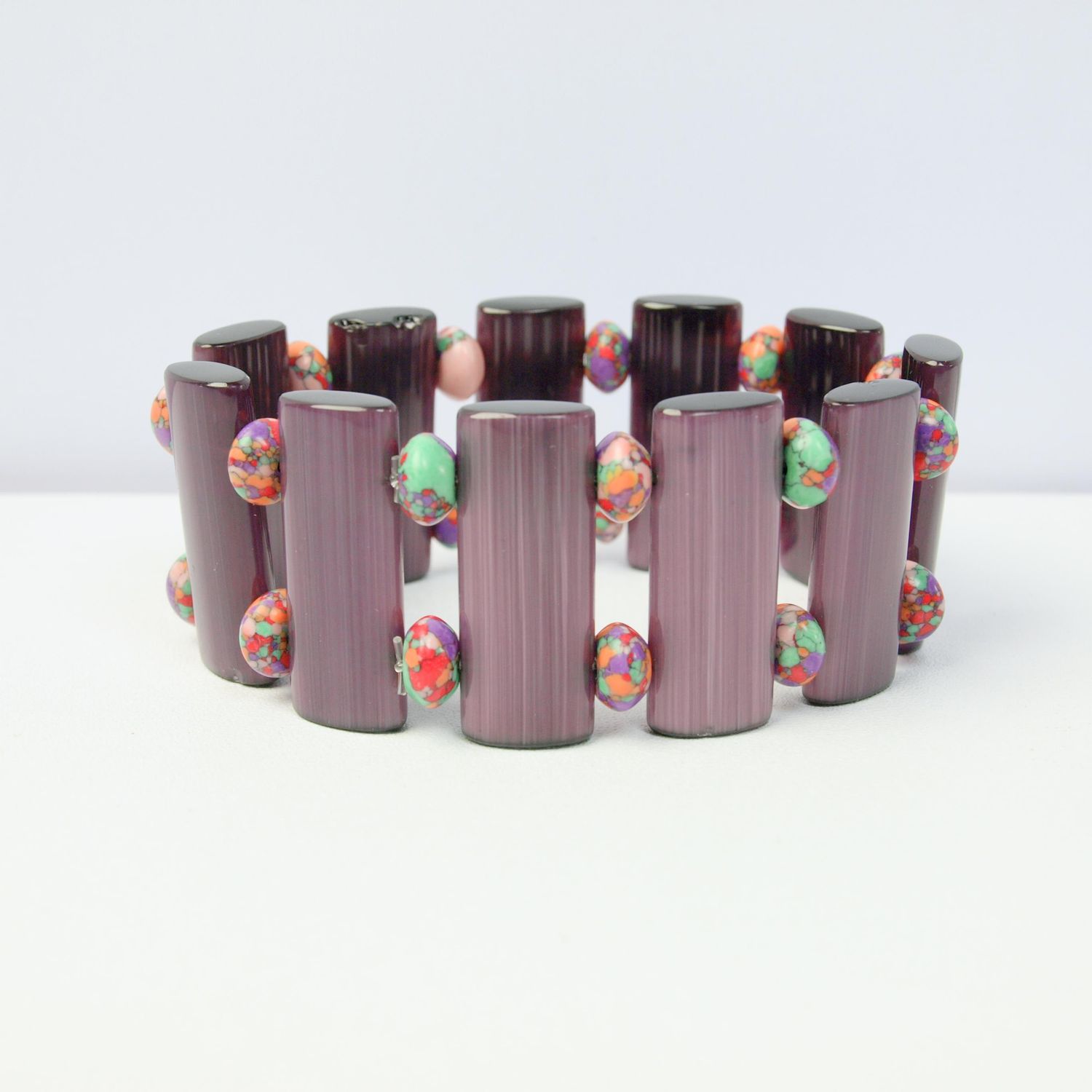 Unique Bracelet - Purple Sugarcane Glass