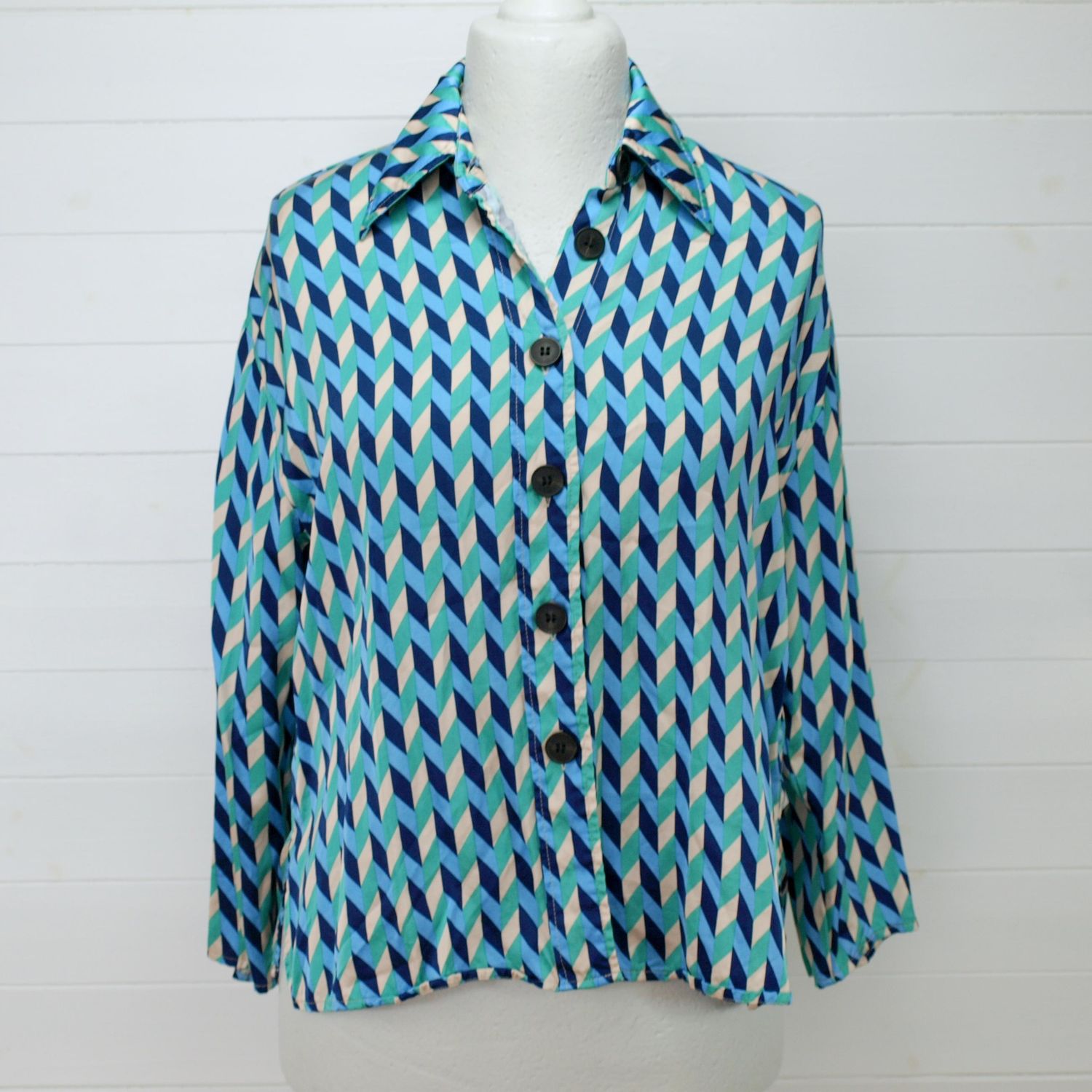 Parfois Collection Blue &amp; Green Patterned Shirt