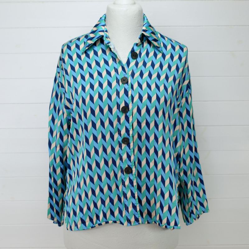 Parfois Collection Blue &amp; Green Patterned Shirt