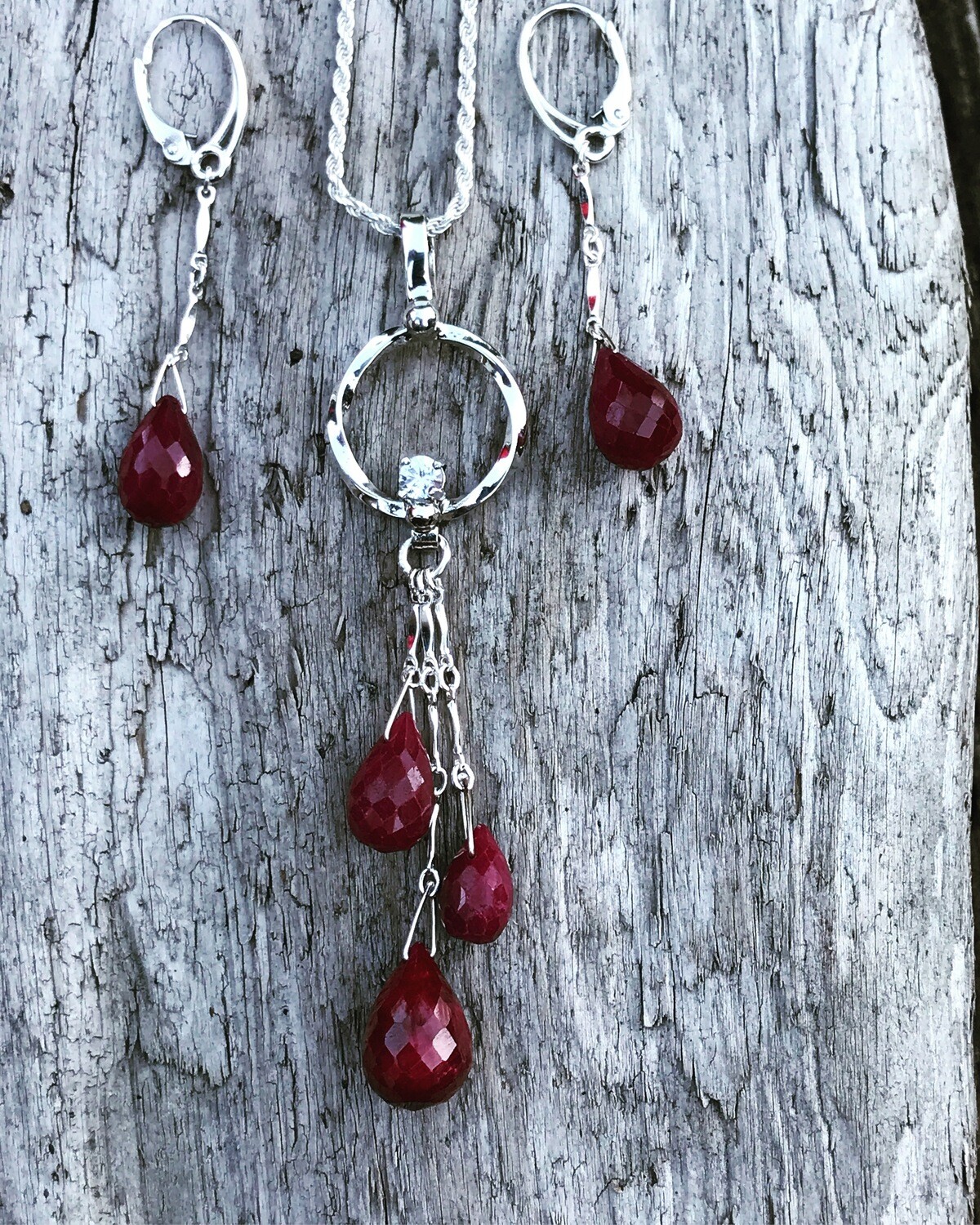 Natural Ruby and White Sapphire Set