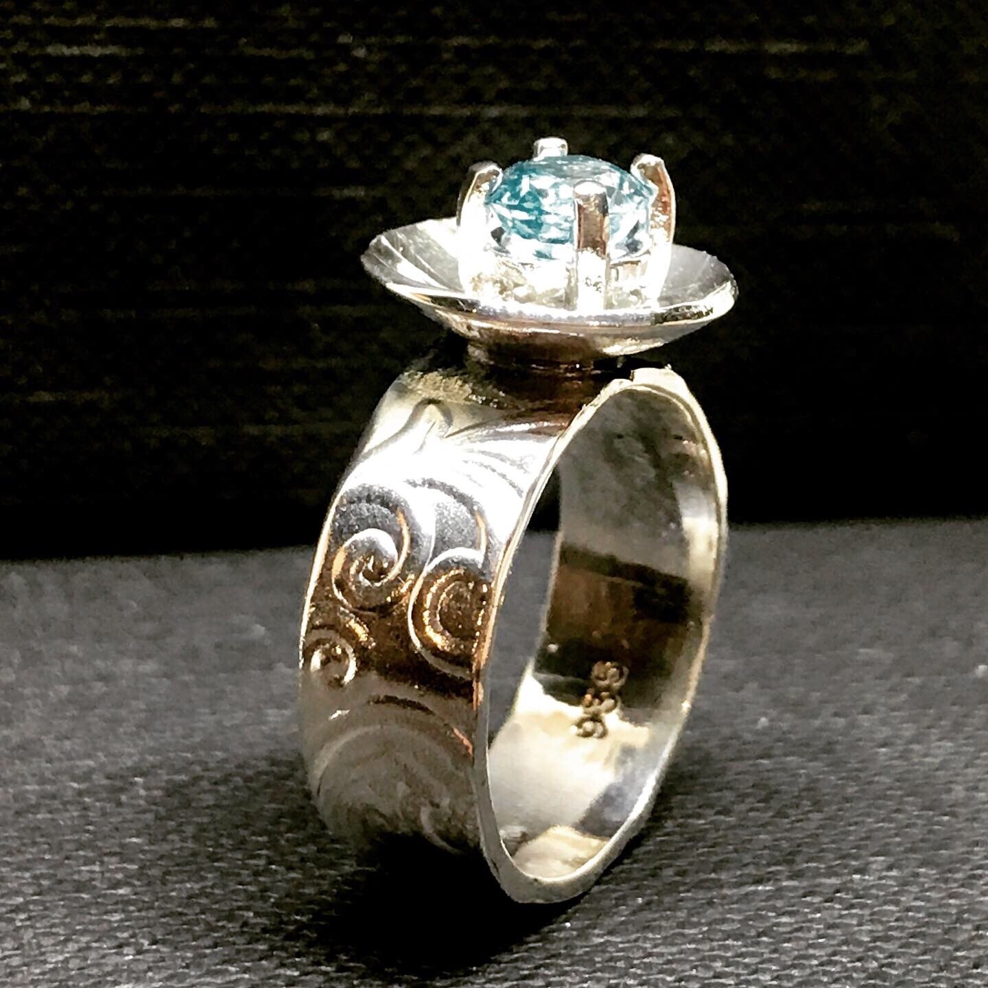 Cambodian Blue Zircon Ring