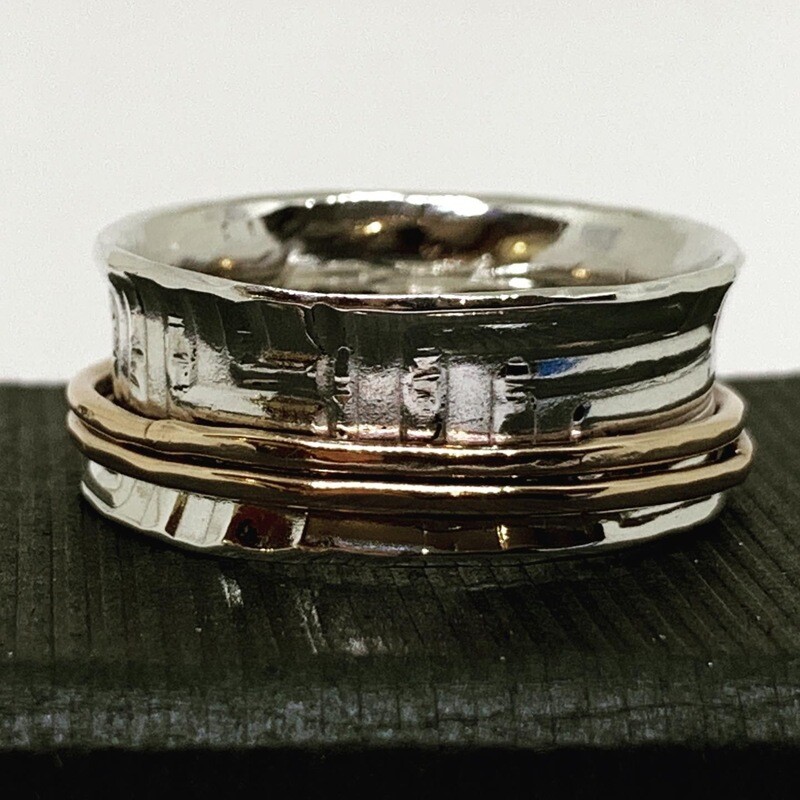 Anticlastic  Ring Argentium Sterling Silver and Bronze