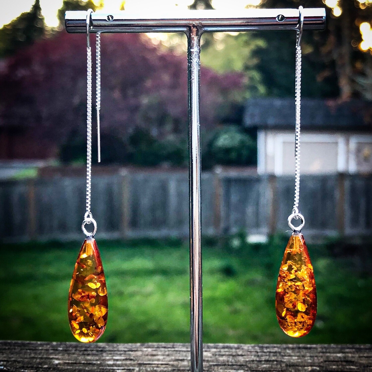 Baltic Amber thread thru earrings