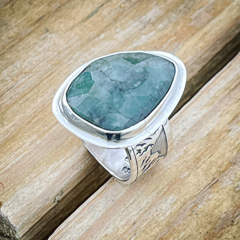 Raw Colombian Emerald Ring 7 1/4
