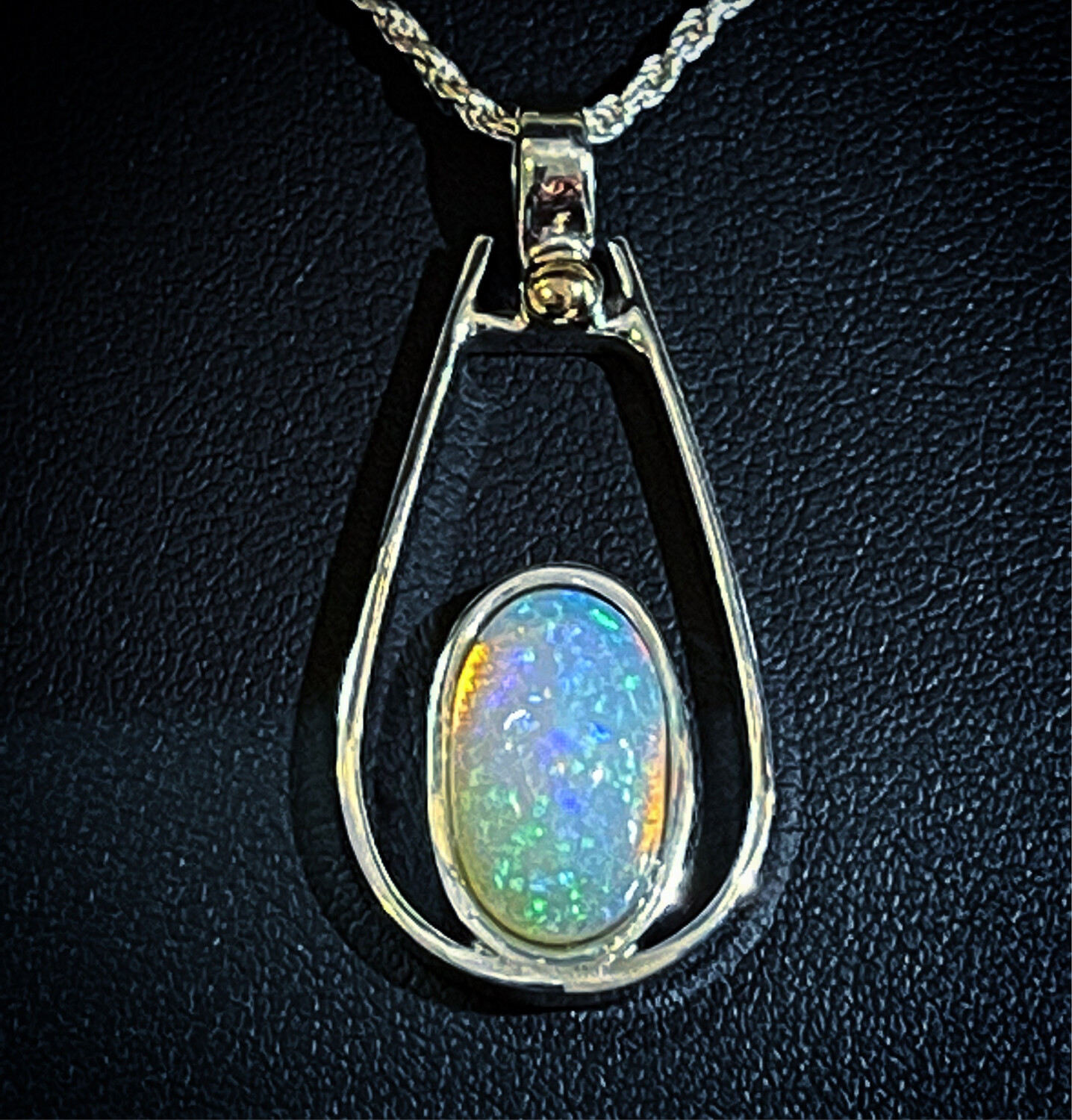 Welo Opal Set In Argentium Sterling Silver With 18kt Yellow Gold Accent