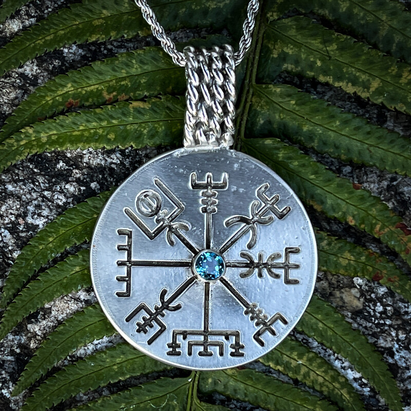 Viking Compass Pendant with Topaz
