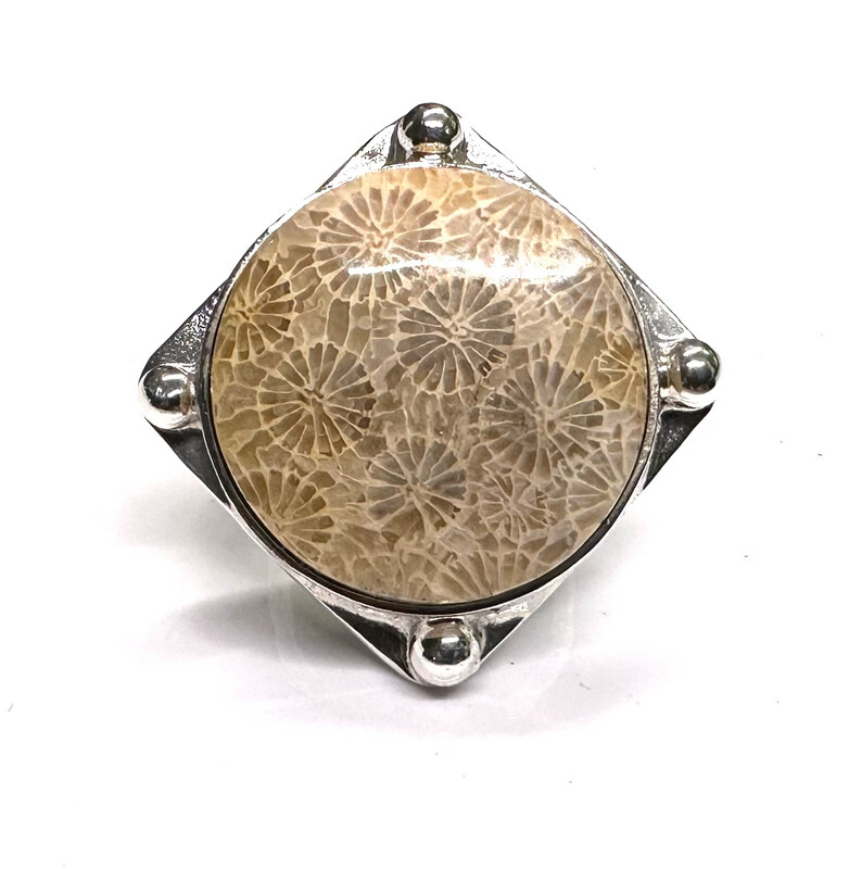 Fossil Sponge Coral Ring