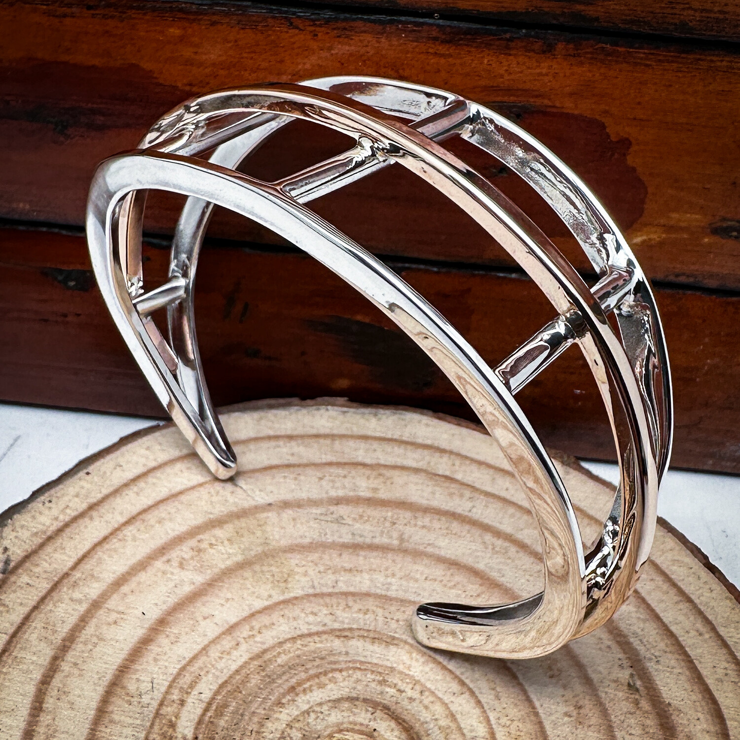 Silver And Bronze Structural Cuff (med)