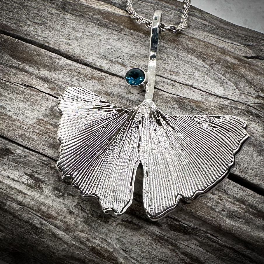 Gingko Pendant With London blue Topaz