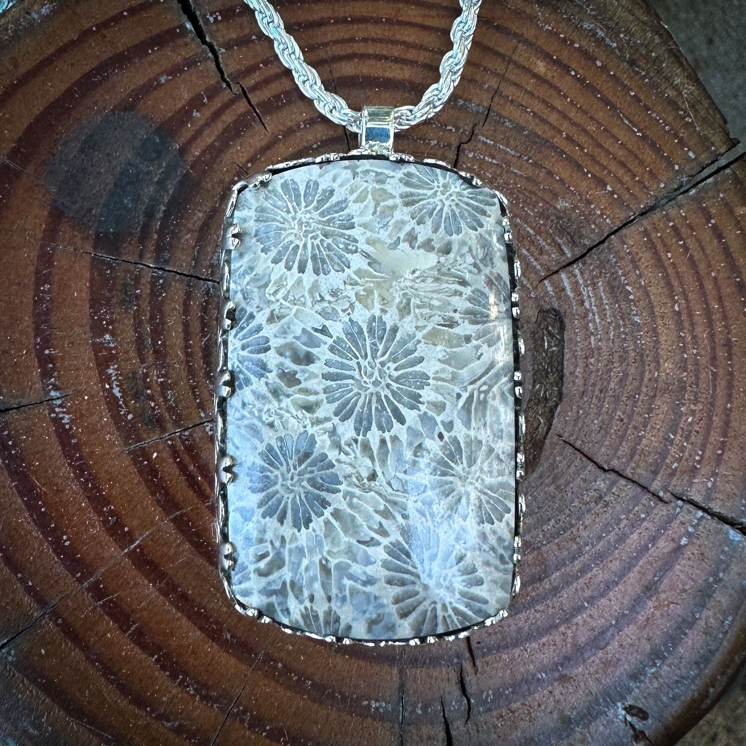 Fossil sponge coral Pendant