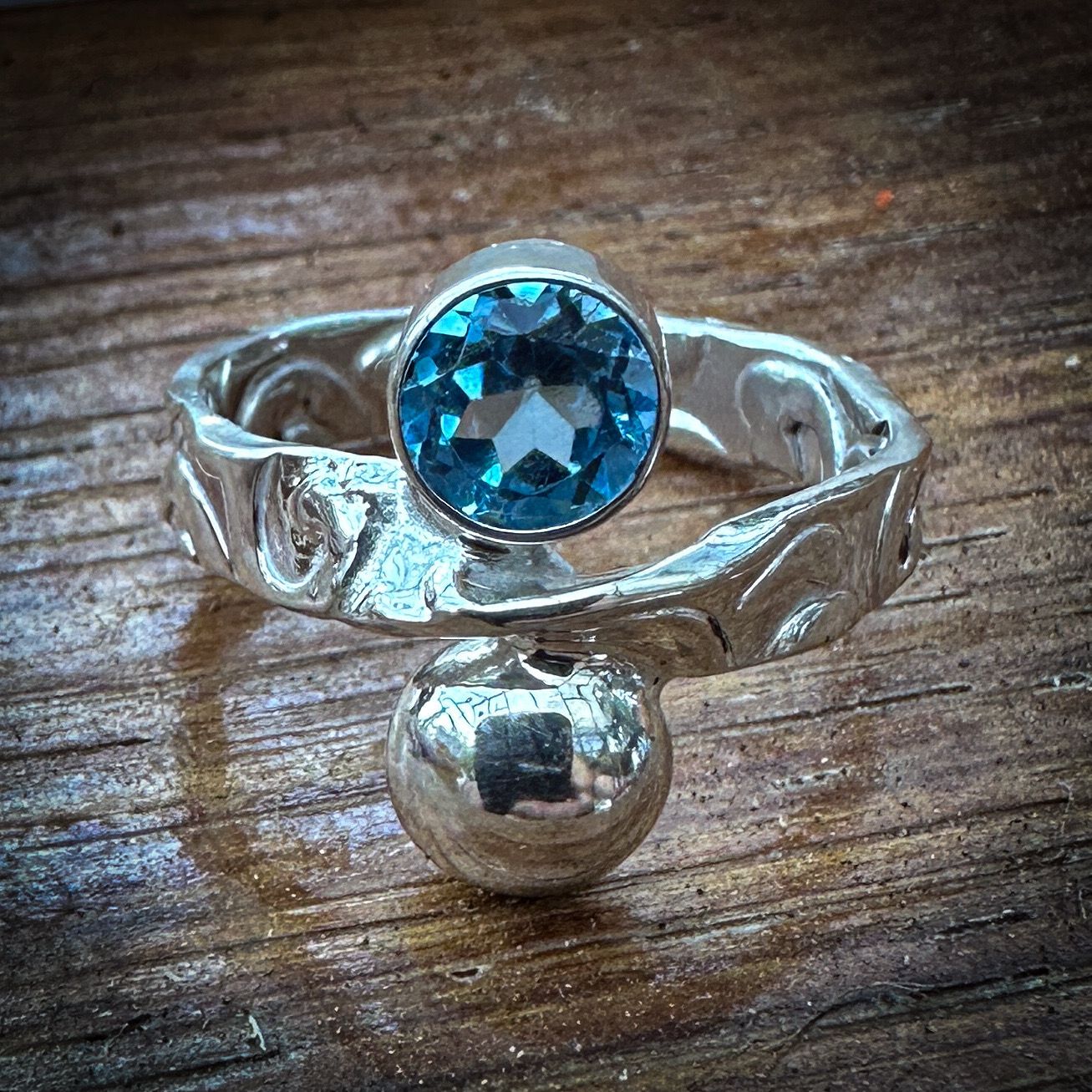Swiss Blue Topaz Ring size 8.5