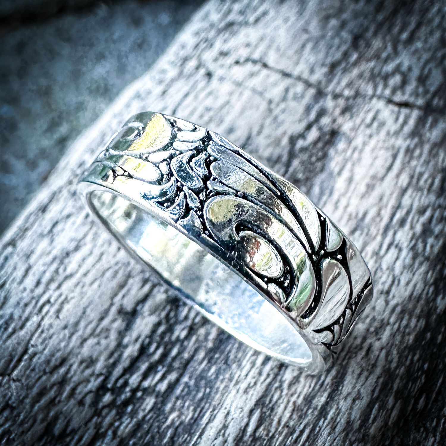 Swirl Etched Ring Size 7 3/4