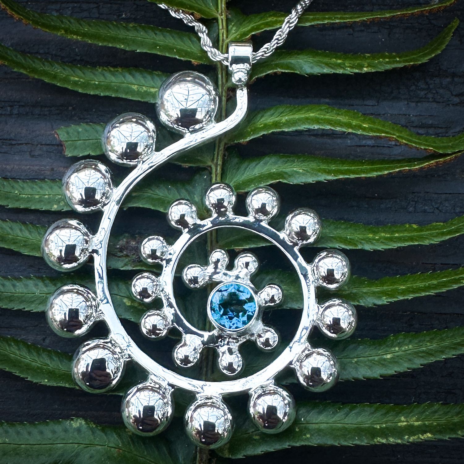 Fern Pendant with Topaz