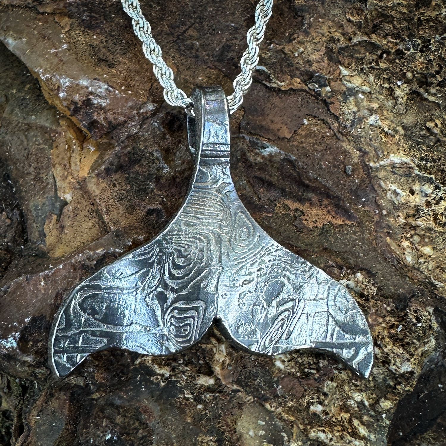 Stainless Damascus Whale Tail