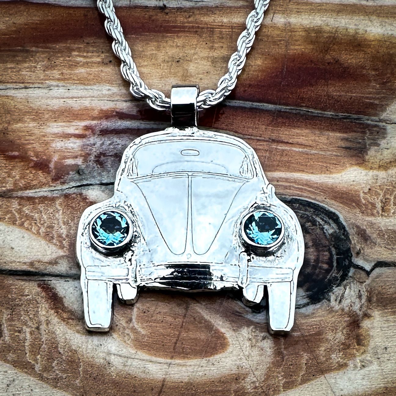 Volkswagen Beetle Pendant with Topaz