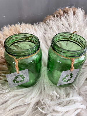 Groen glazen potjes