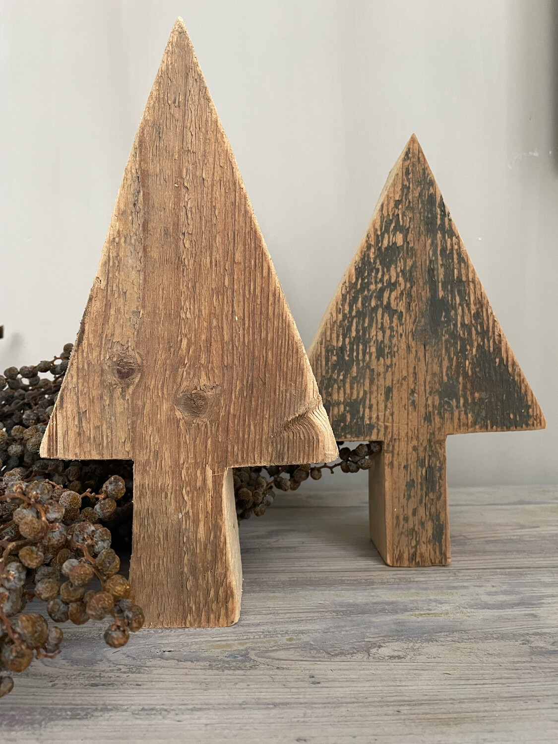 Houten kerstboompjes