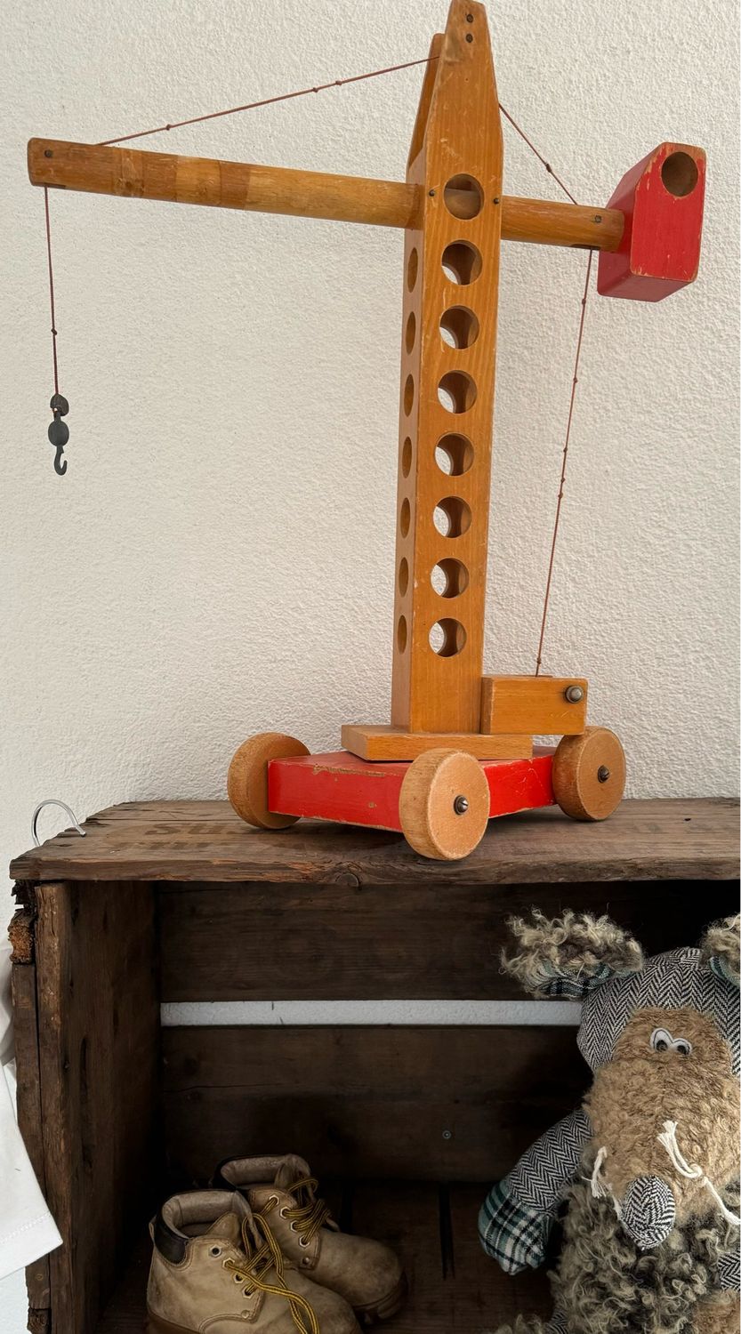 Vintage houten hijskraan